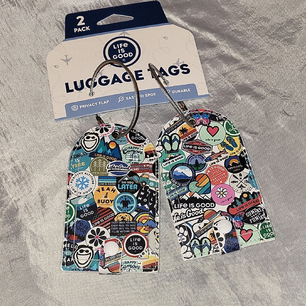 Life Is Good Luggage Tags – Multi-Color Travel Sticker Print (2 Pack) LP La